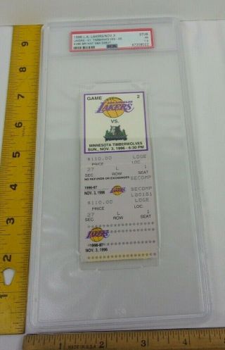 Kobe Bryant Debut Rookie Lakers Nov 3 1996 Psa Graded Ticket