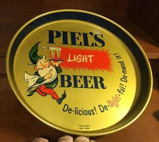 Vintage Piel’s Light Beer With Elf Metal Beer Tray