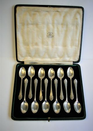 12 Sterling Silver Antique Dog Nose Spoons Mappin Webb Sheffield 1901 120 Gms