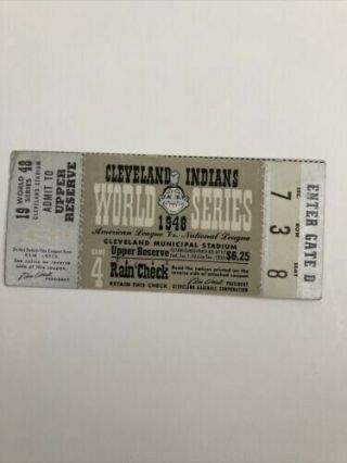 1948 World Series Game 4 Ticket Cleveland Indians (1)