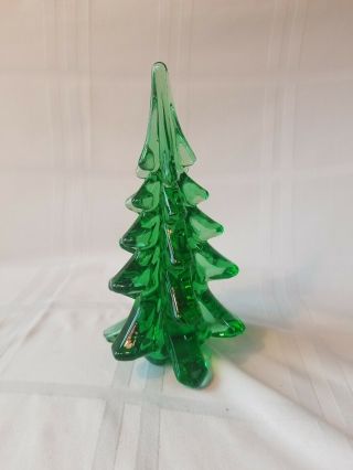 Vintage Enesco Green Art Glass Christmas Tree