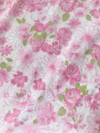 Vintage 4pc Full/dbl Sheet Set - Pink Floral Cottage Shabby Chic - Made In Usa