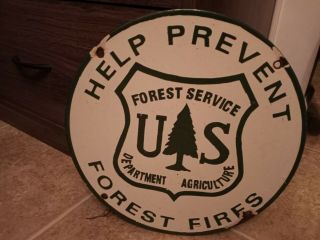 Vintage Antique Us Forest Service Porcelain Sign (scarce) 12 Inch