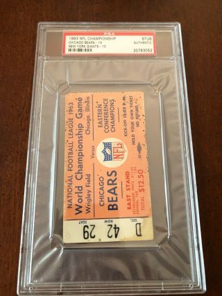 1963 Chicago Bears Vs York Giants Nfl Championship Game Ticket Stub Psa