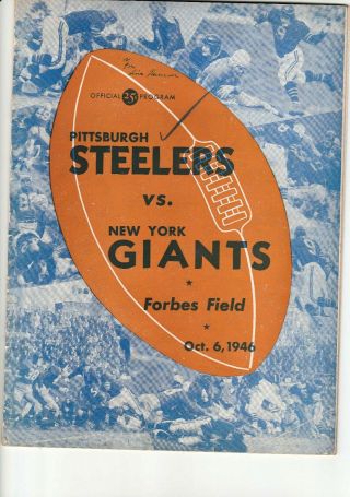 1946 Pittsburgh Steelers Vs York Giants @forbes Field: Bill Dudley,