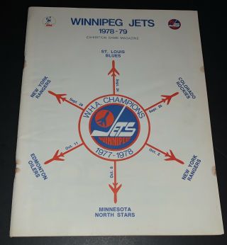 Winnipeg Jets 1978 - 79 Wha/nhl Exhibition Game Program Vs York Rangers