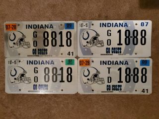 4 Four Indiana " Go Colts " Indianapolis Colts License Plates Nfl Sign Retired
