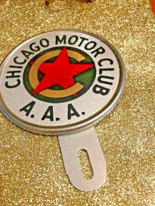 Vintage Chicago Motor Club Aaa Reflective License Plate Topper Old Stock