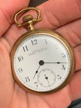 Antique American Watch Co Waltham Mass Gold Filled Pocket Watch