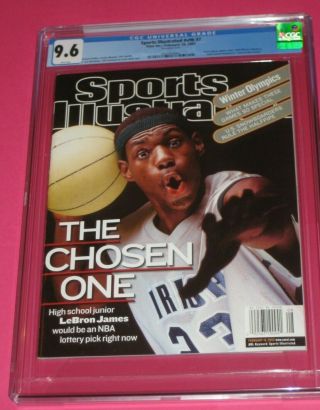 Lebron James Sports Illustrated Cgc 9.  6 2/18/02 Rookie 1st Cover Newsstand Ed.