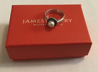 Designer James Avery Sterling Silver Vintage Cultured Pearl Ring Size 8