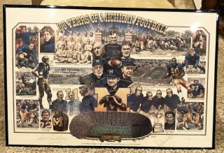 100 Years Of Michigan Football - 24 " X 36 " Print,  1979.  411/500 Signed By Bo