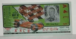 1959 Indianapolis International 500 Mile Sweepstakes Ticket Stub