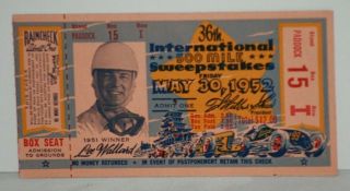 1952 Indianapolis International 500 Mile Sweepstakes Ticket Stub