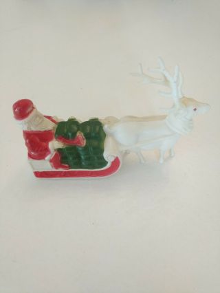 Vintage Christmas Celluloid Santa Claus & Sleigh Reindeer Holiday