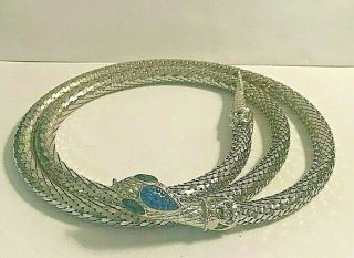 Vintage Antique Whiting & Davis Silver Metal Snake Necklace Belt Jewelry