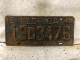 Vintage 1942 Florida License Plate