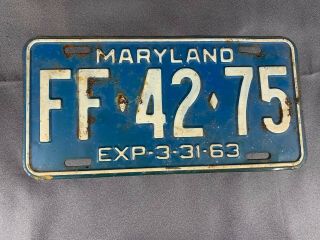 Vintage 1963 Maryland - Automobile License Plates E316