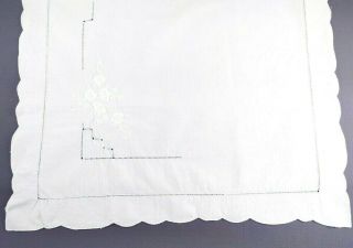 Vintage White Embroidered Cut Work Dresser Scarf Table Center Cloth