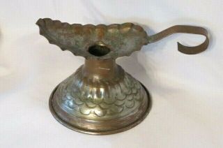 Vintage Taper Candle Holder With Handle Metal Primitive Country