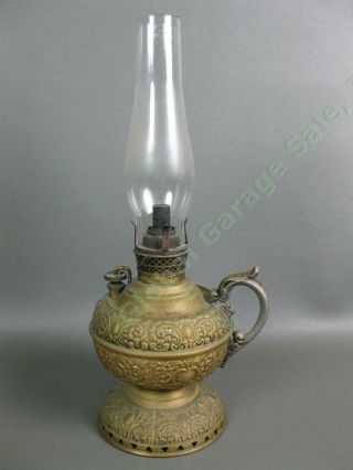 Antique 1892 Edward Miller B&h Bradley Hubbard Kerosene Oil Brass Lamp