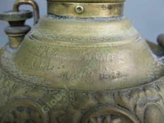 Antique 1892 Edward Miller B&H Bradley Hubbard Kerosene Oil Brass Lamp 2