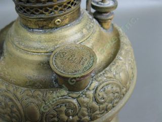 Antique 1892 Edward Miller B&H Bradley Hubbard Kerosene Oil Brass Lamp 3