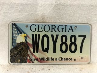 Expired 2016 Base Georgia Give Wildlife A Chance License Plate Bald Eagle Flag