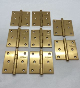 8 Antique,  Vintage P E Guerin York Solid Brass Hinges / Hand Made 2.  5”x2.  5”
