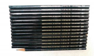 14 Vintage Venus Drawing Pencils 2h American Pencil Co.  York