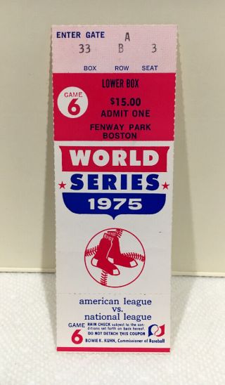 1975 World Series Game 6 Ticket Stub - - Carlton Fisk Homerun - - Example Red Sox