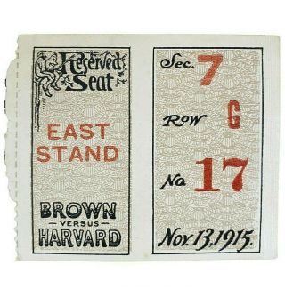 Harvard Vs Versus Brown Soldiers Field Football Ticket Stub 1915 Fritz Pollard