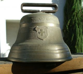 Large Antique Swiss Sleigh Or School Bell.  Too Big For Cow.  6 1/2 " Tall 4 1/2lbs