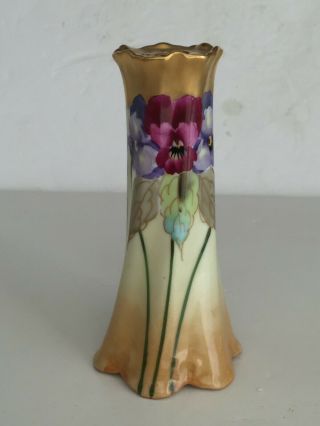 Violets Antique Pickard Signed Wagner Art Nouveau Porcelain Hatpin Holder 4 7/8 "