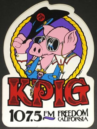Kpig 107.  5 Fm Radio Station Car Sticker Decal Freedom California Vintage Music