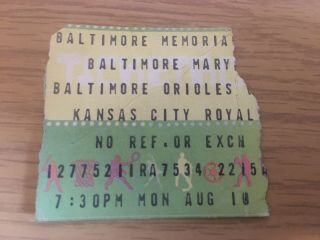 Baltimore Orioles Hofer Cal Ripken Mlb Debut Ticket Stub 8 - 10 - 1981