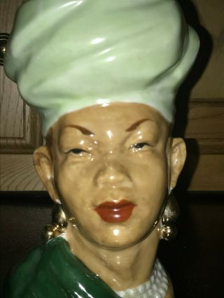 Vintage African - American Lady In Turban Head Vase Japan