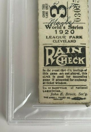 1920 World Series Ticket Stub - Game 6 (Game 3 in Cleveland) Indians 1,  Robbins 0 5