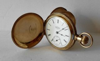 Antique Elgin Pocket Watch Gold Filled Hunt Case 6s 7j Running