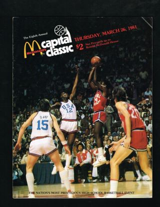 1981 Mcdonald’s Capital Classic High School Basketball Program W/ Michael Jordan