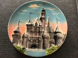Vintage Disneyland Fantasyland Castle 8” 3d Decorative Plate Walt Disney Prods.