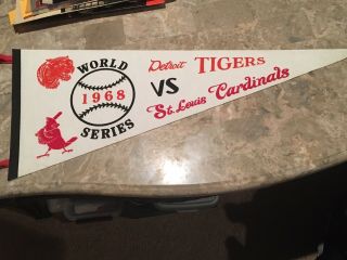 Vintage 1968 Detroit Tigers St Louis Cardinals World Series Baseball Pennant Mlb