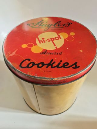 1930s Vintage Huylers York Hi Spot Cookies Tin Advertising Rare 3lb