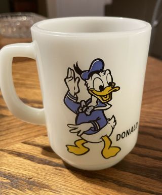 Walt Disney Anchor Hocking Pepsi Vintage Donald Duck Milk Glass Mug