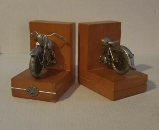 Harley Davidson 2003 100 Anniversary Motorcycle Heavy Wood Book Ends Desk Decor