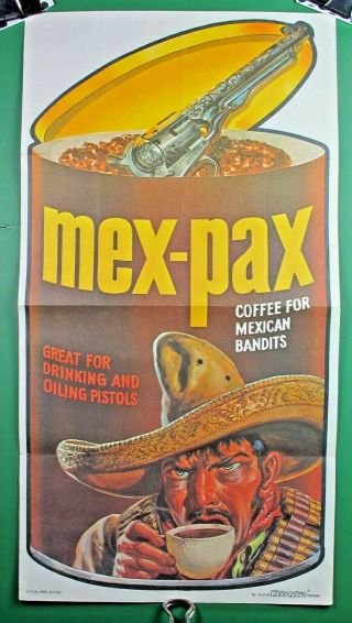 Mex - Pax Coffee Poster,  Wacky Package Vintage,  Topps,  9 1/2x18 Inches
