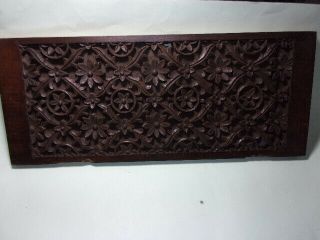 Antique Anglo - Indian Carved Wood Panel 