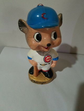 Chicago Cubs Mascot Bobble Head With Gold Base