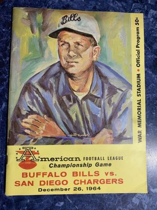 1964 Afl Championship San Diego Chargers Vs.  Buffalo Bills Program – Ex