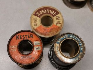 Assorted Vintage Wire Solder Mixed Diameters Kester Taramet almost 3 Pounds 2